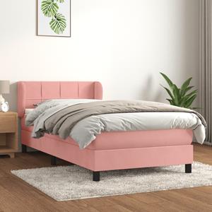 VidaXL Boxspring met matras fluweel roze 80x200 cm