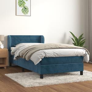 VidaXL Boxspring met matras fluweel donkerblauw 90x190 cm