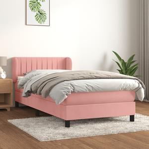 VidaXL Boxspring met matras fluweel roze 100x200 cm