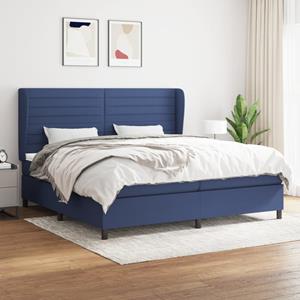 VidaXL Boxspring met matras stof blauw 200x200 cm