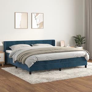 VidaXL Boxspring met matras fluweel donkerblauw 200x200 cm