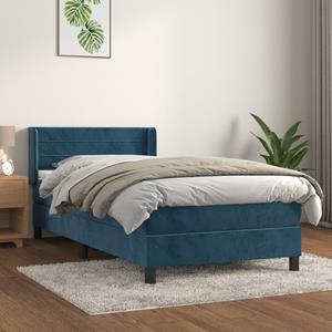 VidaXL Boxspring met matras fluweel donkerblauw 90x190 cm