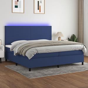 VidaXL Boxspring met matras en LED stof blauw 200x200 cm