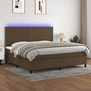 VidaXL Boxspring met matras en LED stof donkerbruin 200x200 cm