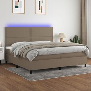 VidaXL Boxspring met matras en LED stof taupe 200x200 cm