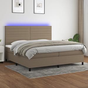 VidaXL Boxspring met matras en LED stof taupe 200x200 cm