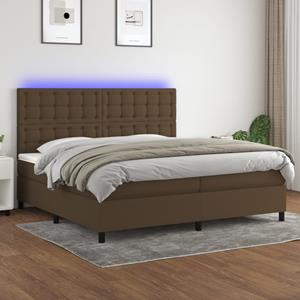 VidaXL Boxspring met matras en LED stof donkerbruin 200x200 cm