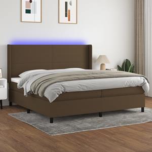 VidaXL Boxspring met matras en LED stof donkerbruin 200x200 cm