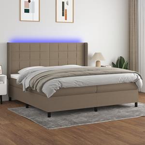 VidaXL Boxspring met matras en LED stof taupe 200x200 cm