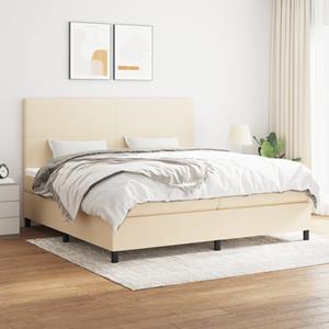 VidaXL Boxspring met matras stof crèmekleurig 200x200 cm