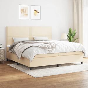 VidaXL Boxspring met matras stof crèmekleurig 200x200 cm