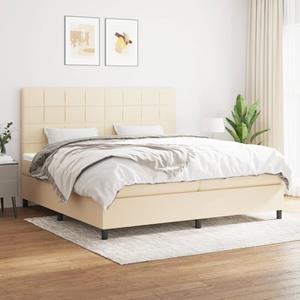 VidaXL Boxspring met matras stof crèmekleurig 200x200 cm