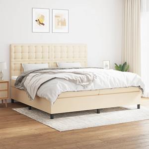 VidaXL Boxspring met matras stof crèmekleurig 200x200 cm