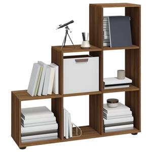 vidaXL Boekenkast trapvormig 107 cm bewerkt hout bruin eikenkleur