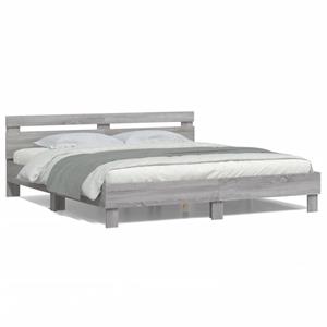 VidaXL Bedframe met hoofdeinde en LED grijs sonoma eiken 200x200 cm