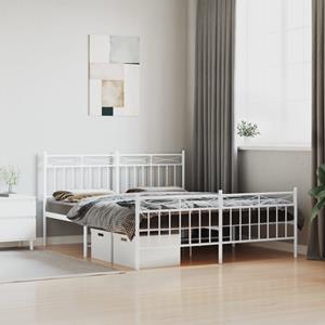 VidaXL Bedframe met hoofd- en voeteneinde metaal wit 150x200 cm