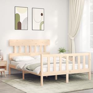 VidaXL Bedframe met hoofdbord massief hout 140x200 cm