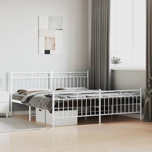 VidaXL Bedframe met hoofd- en voeteneinde metaal wit 180x200 cm