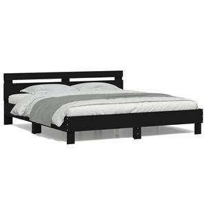 VidaXL Bedframe met hoofdeinde en LED zwart 180x200 cm