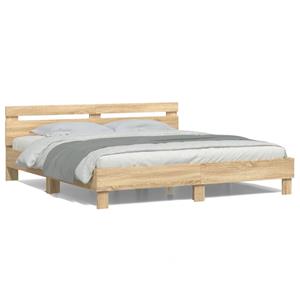 VidaXL Bedframe met hoofdeinde en LED sonoma eikenkleurig 180x200 cm