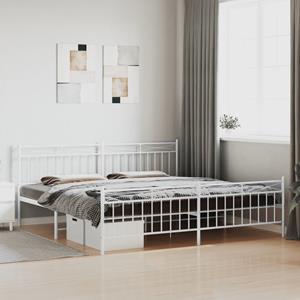 VidaXL Bedframe met hoofd- en voeteneinde metaal wit 200x200 cm