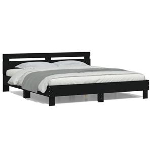 VidaXL Bedframe met hoofdeinde en LED-verlichting zwart 160x200 cm