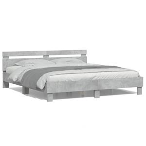 VidaXL Bedframe met hoofdeinde en LED-licht betongrijs 160x200 cm