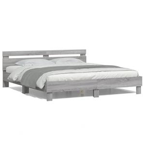 VidaXL Bedframe met hoofdeinde en LED-licht grijs sonoma 160x200 cm