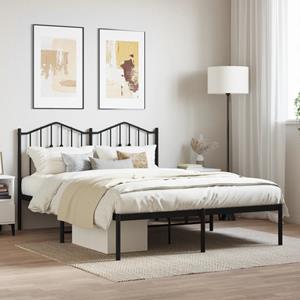 VidaXL Bedframe met hoofdbord metaal zwart 135x190 cm