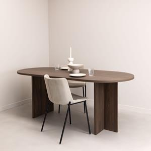 STALUX Ovale Eettafel Noa 200 x 90cm - notenhout - Ovaal