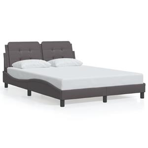 VidaXL Bedframe met LED-verlichting kunstleer grijs 140x200 cm