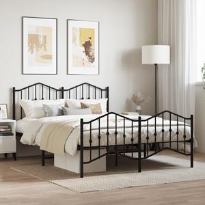 VidaXL Bedframe met hoofd- en voeteneinde metaal zwart 140x190 cm