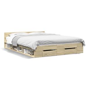 VidaXL Bedframe met lades bewerkt hout sonoma eikenkleurig 160x200 cm