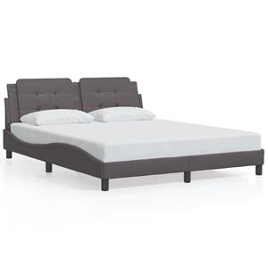 VidaXL Bedframe met LED-verlichting kunstleer grijs 160x200 cm