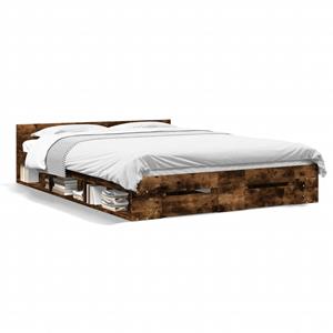 VidaXL Bedframe met lades bewerkt hout gerookt eikenkleurig 160x200 cm