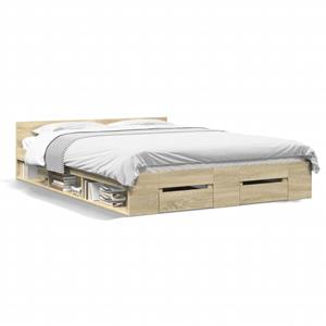 VidaXL Bedframe met lades bewerkt hout sonoma eikenkleurig 150x200 cm