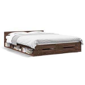 VidaXL Bedframe met lades bewerkt hout bruin eikenkleurig 150x200 cm