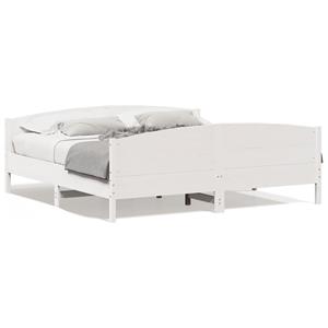 VidaXL Bedframe met hoofdbord massief grenenhout wit 200x200 cm