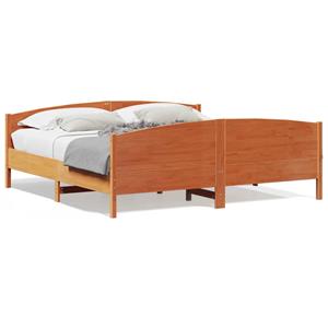 VidaXL Bedframe met hoofdbord massief grenenhout wasbruin 200x200 cm