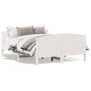 VidaXL Bedframe met hoofdbord massief grenenhout wit 160x200 cm