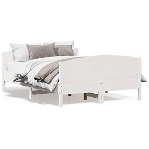 VidaXL Bedframe met hoofdbord massief grenenhout wit 150x200 cm