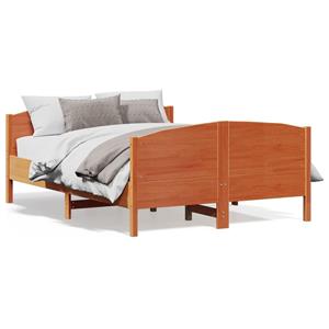 VidaXL Bedframe met hoofdbord massief grenenhout wasbruin 150x200 cm