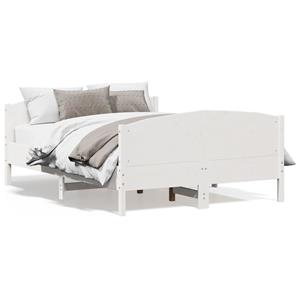 VidaXL Bedframe met hoofdbord massief grenenhout wit 140x200 cm