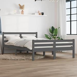 VidaXL Bedframe massief hout grijs 135x190 cm