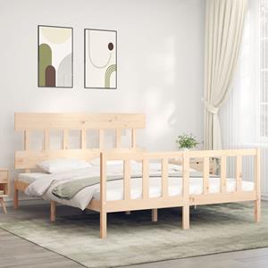 VidaXL Bedframe met hoofdbord massief hout 160x200 cm