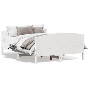 VidaXL Bedframe met hoofdbord massief grenenhout wit 140x190 cm