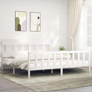 VidaXL Bedframe met hoofdbord massief hout wit 200x200 cm