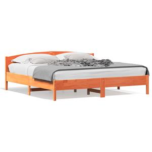 VidaXL Bedframe met hoofdbord massief grenenhout wasbruin 200x200 cm