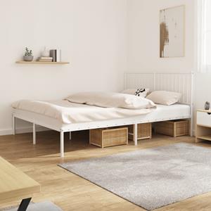 VidaXL Bedframe met hoofdbord metaal wit 150x200 cm