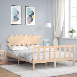 VidaXL Bedframe met hoofdbord massief hout 140x190 cm